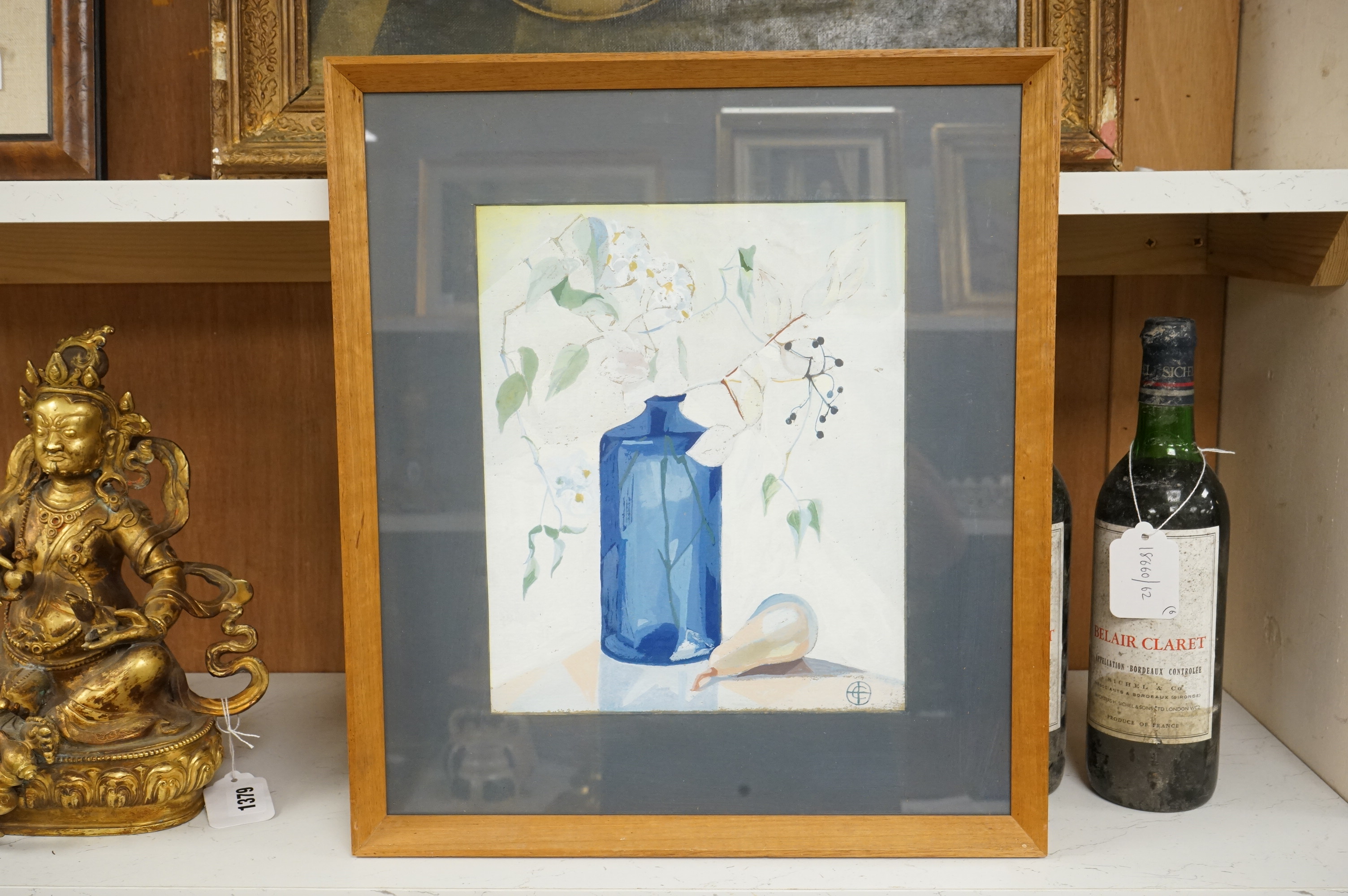 Christina Brooke (Contemporary), abstract study, Still life of flowers in a glass bottle, monogrammed, oil, 28 x 22cm
